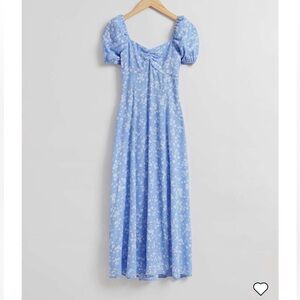 And Other Stories Blue floral midi dress with slit